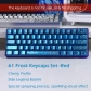 Frost Blue Metal Feature 61 Keys PBT Doubleshot Side Legends Keycaps Set Cherry Profile for Cherry MX Keyboard